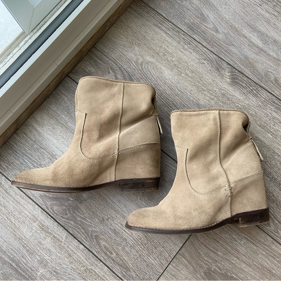Zara Tan Suede  Wedge Boots - Picture 5 of 14